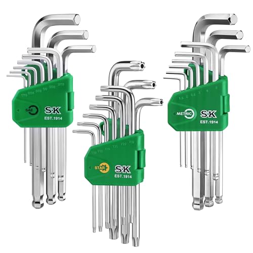 SK 27-Piece Allen Wrenches Sets, Metric/SAE/Star Hex Key Set, S2 Steel - style: SAE/Metric/Star