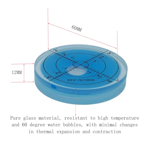 60mm Pure Glass Universal Horizontal Bubble Level Instrument Level Bubble Beads with High Temperature and Night Light Resistance Function (Blue) - color: High Temperature（pure Glass Night Glow Blue）