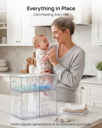 Vtopmart Clear Stackable Storage Drawers Set of 8, Plastic Organizer Bins - style: 4 Small+4 High