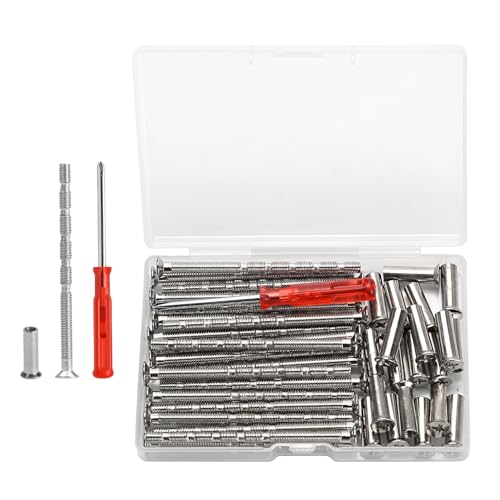 20 Sets M4x60mm Adjustable Cabinet Knob Screws with Sleeves for Doors