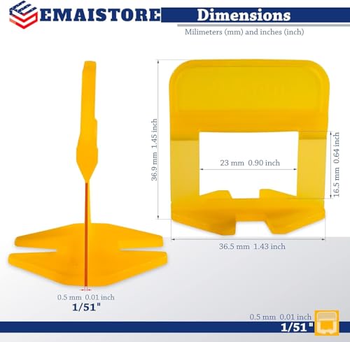 Tile Leveling System – ULTRA-THIN 0.5mm (1/51 Inch) – 400 Spacers, 200 Reusable Wedges & Tile Plier – Thinnest Spacer Kit for Narrow Grout Joints – Floor & Wall Installation - color: 400 Spacers + 200 Wedges + 1 Tile Plier