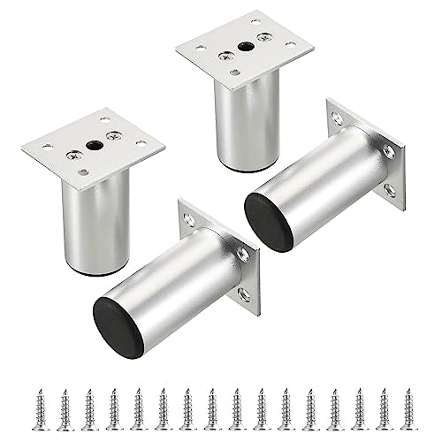 Sumnacon 4PCS Aluminium Alloy Furniture Legs, Round Adjustable Feet, 3 Inch - color: Silver, size: 3 Inch Height