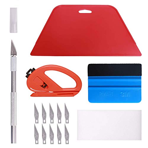 Wallpaper Smoothing Tool Kit, Multi-Function 15 Pcs Smoother Tools Set for Contact Paper Peel and Stick Wallpaper Car Wrap Vinyl Window Tint Glass Film Wallpaper Glue Adhesive Brush Tray Roller Knife - color: Classic kit