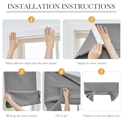 RYB HOME 100% Blackout Classroom Door Window Cover, Sidelight Curtains - color: Grey, size: 12"W x 40"L (Pack of 1)