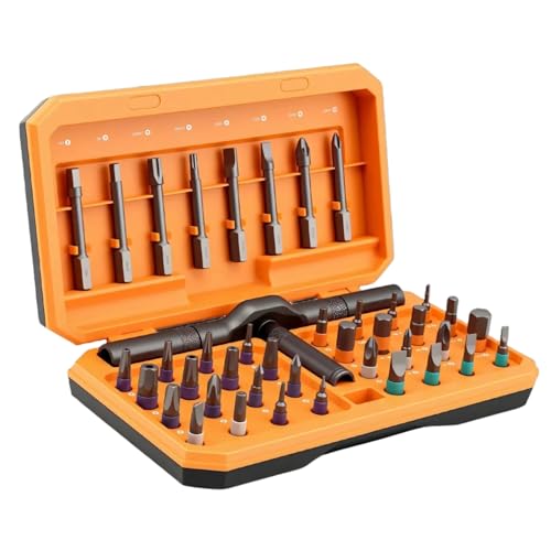 42 In 1 Magnetic Screwdriver, Screwdriver Set,T-Handle Ratcheting Screwdriver Multi-Bit Precision Tool Kit For Home, Diy, Watch, Eyeglass Bike Repair - color: Orange 42pcs
