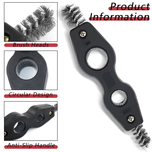 4 in 1 Copper Tubing Brush, 1/2 in and 3/4 in Copper Pipe Cleaner, Stainless Steel Coppers Tubing Wire Brush Cleaning Inside and Outside Thread, for Plumbing Installation, Soldering - style: Black