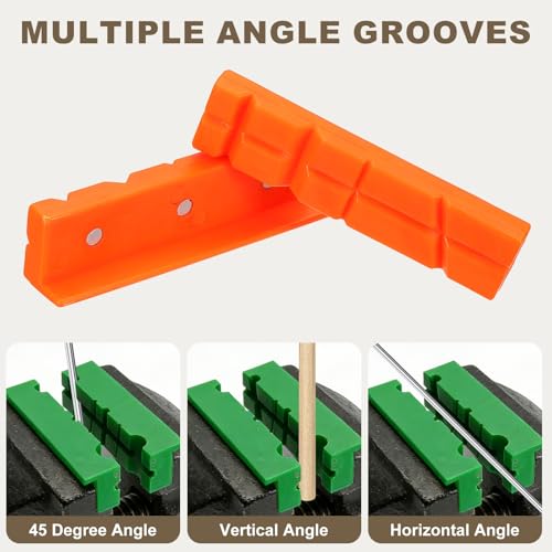 HARFINGTON 2 Set Vise Jaw Pads 4" Rubber V-Shape Magnetic Vise Soft Jaws Standard Anti-Scratches Vice Covers Tools for DIY Making Woodworking Clamping Plumbing, Orange - size: 4"