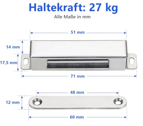2 Pack | Magnetic Door Catch Heavy Duty - 60 Lbs Pull Force - Stainless Steel - Anti Rust - for Screen Door, Pantry Door, Barn and RV Doors. - size: Medium-60Lbs