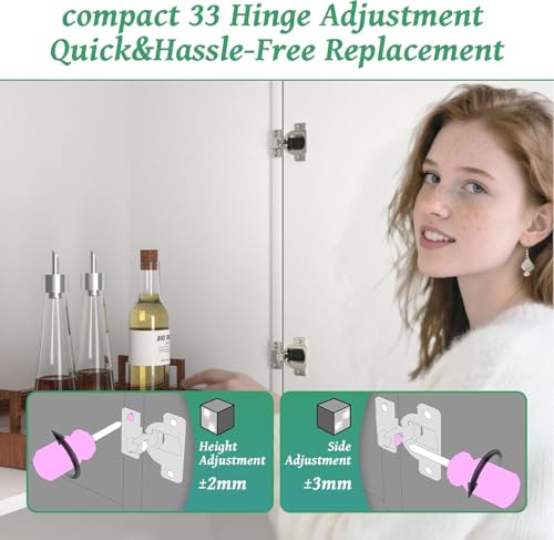 10-Pack Blum 110° Cabinet Hinges Replacement for Compact 33 Screw-in Hinge - Heavy-Duty Nickel-Plated, Face Frame Cabinets (No Mounting Plate, with Screws)