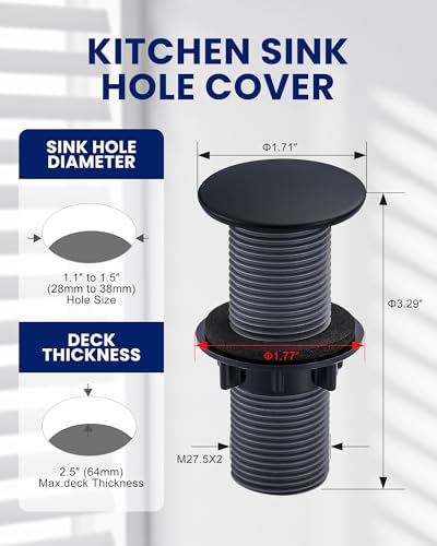 Kitchen Sink Hole Cover, Black Finish Faucet Hole Cover - color: Black