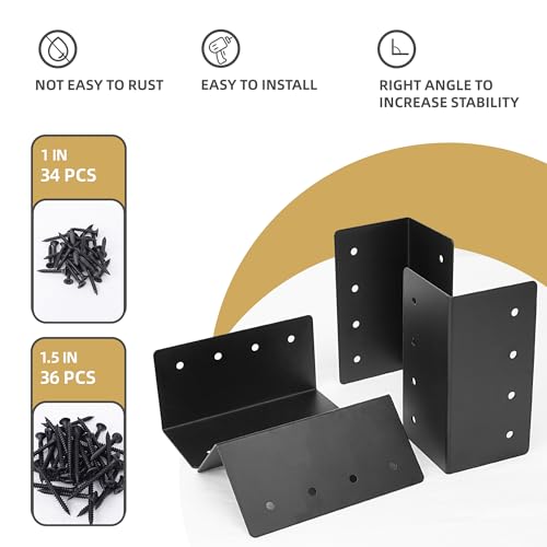 4 Pack Raised Garden Bed Corner Brackets, 3"x 3" x 6" Metal Corner Brackets for 9"-12" Garden Bed with Screws for Wood Frame, Flower or Vegetable Planter Garden - style: Matte black -4pack