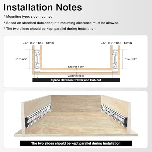 1 Pair Heavy Duty Drawer Slides 12 14 16 18 20 22 24 26 28 30 32 34 36 38 40 Inch 150 lb Load Capacity Side Mount Full Extension Ball Bearing Rail Runner（Without Lock,34 inch） - color: No Lock, size: 34 Inch