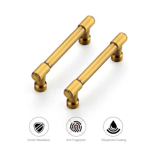 Ravinte Brushed Brass Kitchen Pulls Cabinet Handles 3 Inch 10 Pack - color: Brushed Brass, size: 3 Inches Hole Center
