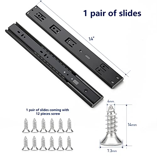 Ravinte Matte Black Soft Close Drawer Slides 14 Inch 1 Pairs 2 Pack - color: Black, size: 14 Inch