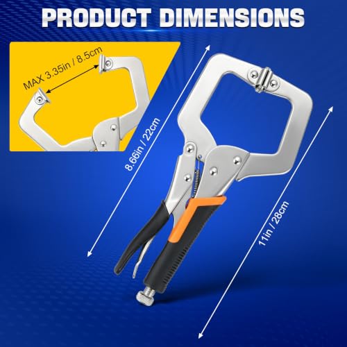 DASBET 3 Pack 11-Inch Locking C Clamp Pliers with Swivel Pads