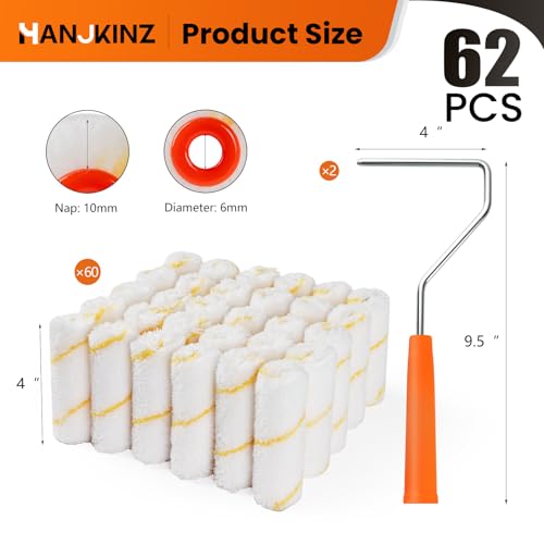 60 Pack Microfiber Paint Roller 4 Inch, 3/8 Inch Nap - size: 4 Inch,60 Pack