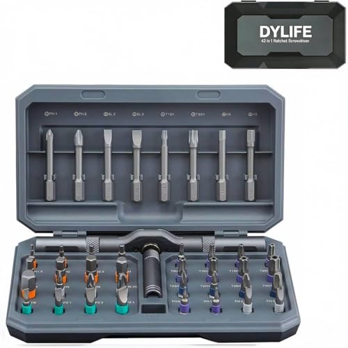 DYLIFE 42 in 1 Magnetic Screwdriver Set, DIY Ratchet Screwdriver Set, Removable Self-assembly Precision Screwdriver Kit, Magnetic DIY Precision Tool Kit for PC Laptop Mobile Cell Phone Digital Watch - size: 42 In 1