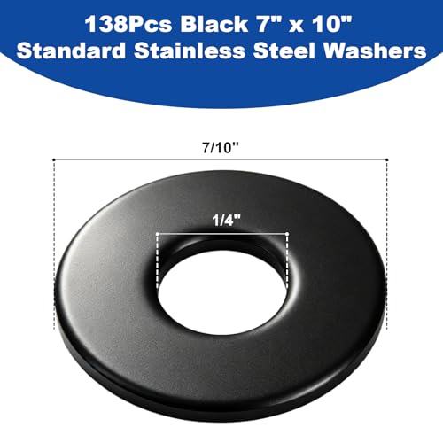 ZQZ 1/4 x 7/10 Stainless Steel Flat Washers, 55PCS Fender Washer 7/10" OD - size: B-1/4" x 7/10"-138 Pieces