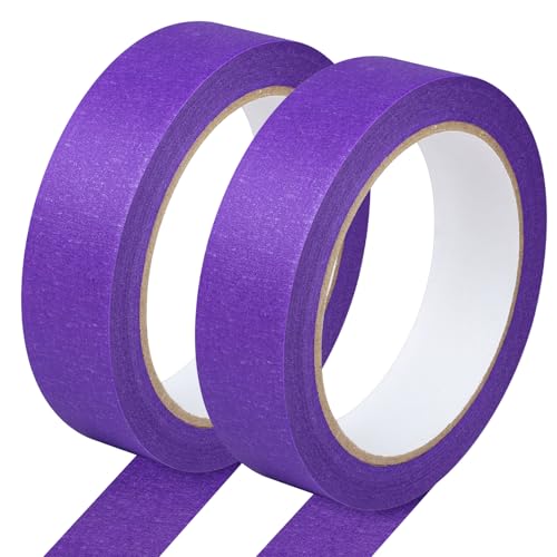 2 Pack Purple Painters Tape - Purple Masking Tape 1 Inch Wide - Multi-Surface, Smart Adhesion, Indoor & Outdoor - Paint Tape for DIY, Labeling, Art, Car, General Purpose - 180FT Total - color: Purple