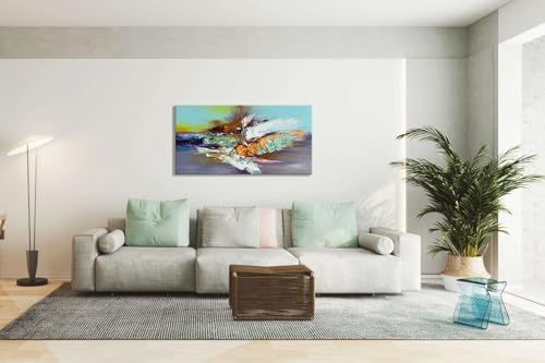 zoinart Hand Painted Textured 3D Wall Art 24x48 Inches Colorful Oil Paintings Abstract Large Canvas Wall Art for Home Decorations - color: YH-B02