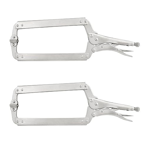 2 Pack 18 Inch C Clamp Locking Pliers,Locking C Clamp, Adjustable Nickel Plated C Pliers For Wood Working, Welding, Electrician Maintenance and more, by GENHAKON - size: 2 Pack 18 Inch