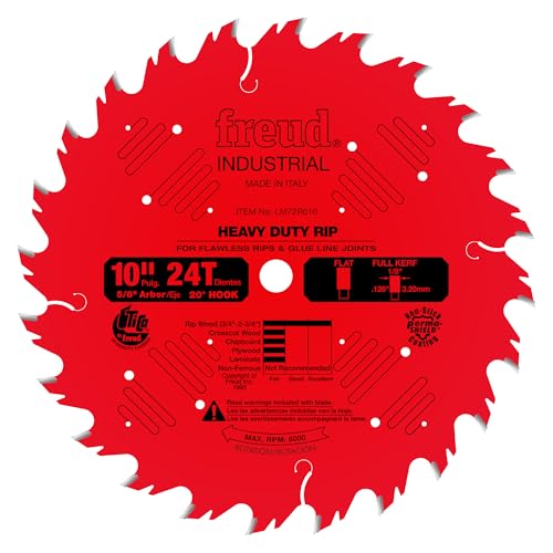 Freud America LU87R010: 10" Heavy-Duty Rip Blade - style: 10-Inch 24 Tooth FTG Ripping Saw Blade with 5/8-Inch Arbor and PermaShield Coating