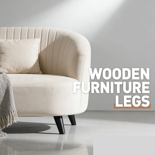 4 Pack Wood Furniture Legs, 6 Inch Round Solid Wooden Furniture Feet, Slanted Angled Sofa Replacement Leg Black with Parts, Leg for Boneless Couch,Mid-Century Modern/IKEA Cabinet,Table Bench Desk Bed - color: Black, size: 6 Inch