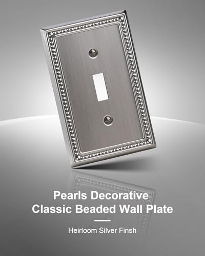 6-Pack Single Toggle Light Switch Cover Plate, Heirloom Silver - color: Heirloom Silver, size: Single Toggle 6PK