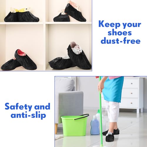 Vabean 1000 Pcs Disposable Shoe Cover Non Slip Dust Proof Boot Cover, Black - color: Black