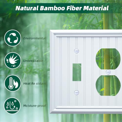 White Natural Material 2 Gang Switch/Outlet Cover plates (2-Pack) - size: Switch/Duplex