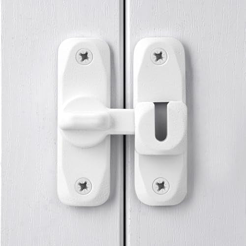 Matte White Barn Door Latches,90/180 Degree Gate Lock_B - color: Matte White