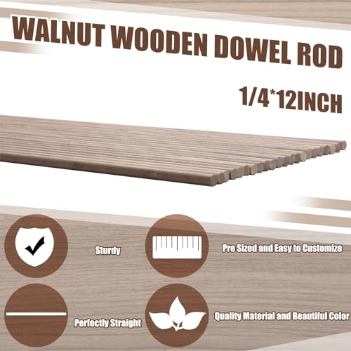 Wenqik 24 Pcs Walnut Dowel Rods 5/16 x 12 Inch Hardwood Stick for DIY Craft - size: 5/16 x 12 Inch