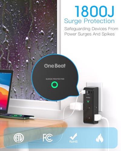 Surge Protector Outlet Extender, Multi Plug Wall Outlet,Rotating Plug,Black - color: Black, size: 2C2A, 1 Pack