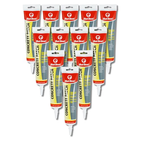 Red Devil 0645 Concrete Repair Patch, Cement Crack Filler, Pre-Mixed, 5.5 Oz. Squeeze Tube, Pack of 12, Gray, 12 Pack, Made in USA - size: 5.5 oz, style: 12 - Pack