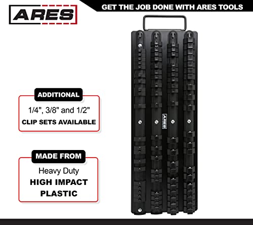 ARES 60038 - Black 80-Piece Socket Organizer - 1/4-Inch, 3/8-Inch, and 1/2-Inch Drive Socket Rails Hold 80 Sockets and Keep Your Tool Box Organized - color: Black, size: 80-Piece Socket Organizer