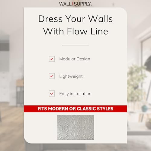 Wall!Supply 3D Flow Line Wall Panels, 12-Pack, Cashmere - color: Cashmere, style: Flow Line