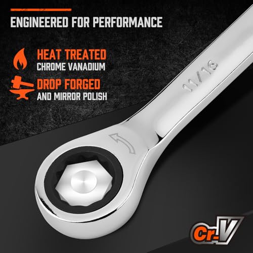 HORUSDY 13-Piece Sturdy Ratcheting Wrench Set | SAE 1/4''–7/8'' | Max Torque Ratchet Combination Wrenches Set with Storage Rack | 72-Tooth | Chrome Vanadium Steel - style: 13pcs SAE Ratchet Wrench Set