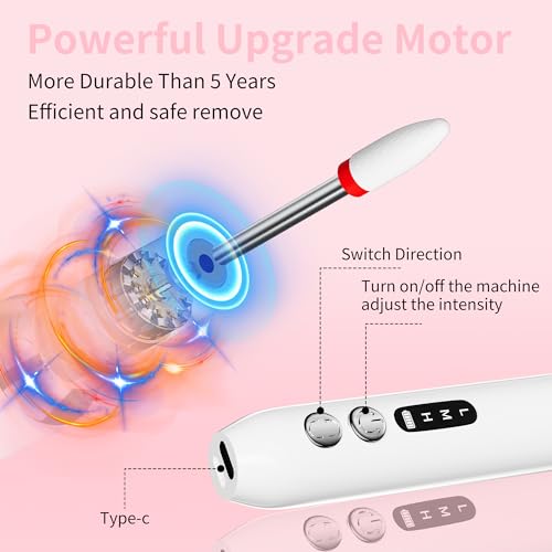Nail Drill Kit,Nail File Cordless Nail Drill Machine for Gel Powder Nails,Professional Portable Manicure Pedicure Rechargeable Lightweight for Home Salon Use