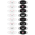 16Pcs Cute Face Mask for Women & Men Kawaii Anime Mask, Reusable Washable Cat Face Masks With Soft Cotton Anti-Dust Cute Masks for Adult Teens, Black & White