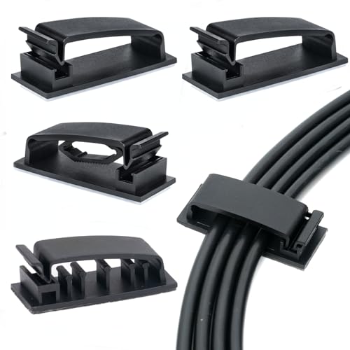 Cable Clips 50PCS, Self Adhesive Cable Management Clips, Cord Organizer Wire Clips Cord Holder for Appliances PC Wall Ethernet Cable Under Desk Nightstand Home Office Car - size: Mix-50Pack