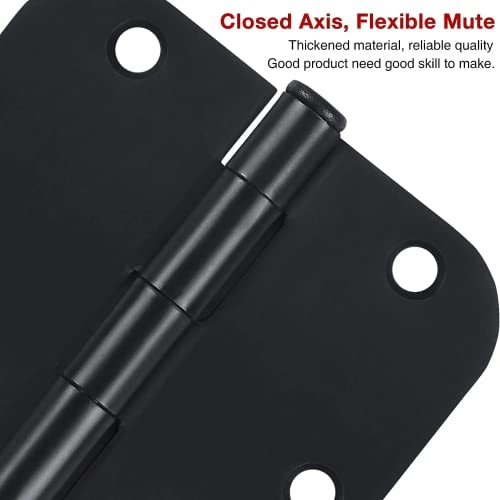 3 Pack Rounded Matte Black Door Hinges 3.5 Inch with 5/8" Radius - color: Matte Black No Squeak, size: 3 Pack