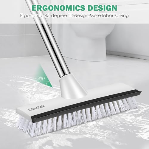 SetSail Floor Scrub Brush, 51-Inch Adjustable Long Handle Brush,Black White - color: Black White, size: 10in
