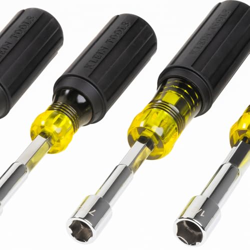 Klein Tools 65456 Hollow-Shaft Nut Driver Set, Heavy-Duty, Color-Coded Hex Sizes 1/4 to 9/16-Inch, Cushion-Grip Handles, 6-Piece - size: 6-Piece Set