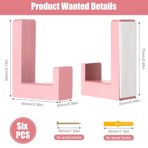 Teenyyou 6 Pcs Cute Kids Wall Hooks Adhesive for Backpack Pink - color: Pink