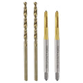 uxcell Metric Tap & Drill Bit Set, 2pcs M2.5 x 0.45 Spiral Point Thread Taps Titanium Coated and 2pcs 2.1mm Twist Drill Bits Roasted Yellow, Screw Tapping Threading Tools - size: M2.5 x 0.45 + 2.1mm