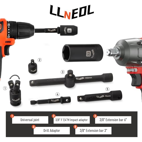 LLNEDL 3/8" Drive Impact Socket Set 95Pcs, Spark Plug Socket (5/8", 13/16") - color: Red Case