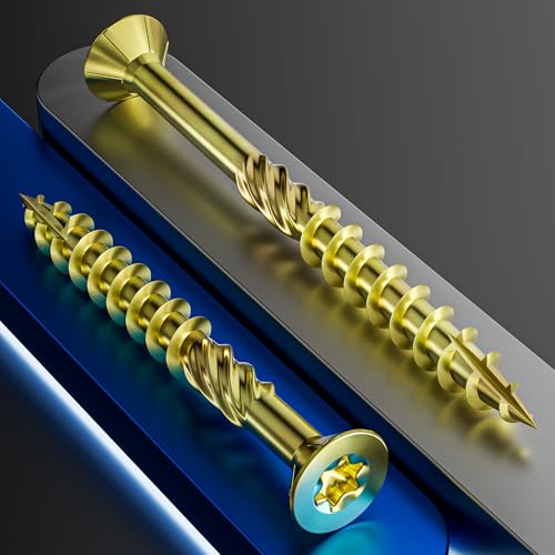 Wensilon 5/16 * 4" Yellow Zinc Deck Screws, (39pcs) 2 lbs.Exterior Wood Screws, Bronze, Star Bit - color: Yellow, size: 5/16*4"