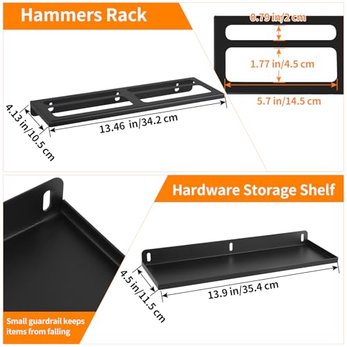 Wall Mount Hand Tool Storage Racks, Screwdriver Organizer, Pliers Holder, Hammer Rack, Metal Storage Shelf, Hand Tool Organizer for Garage, Workshop, Shed, Set of 4
