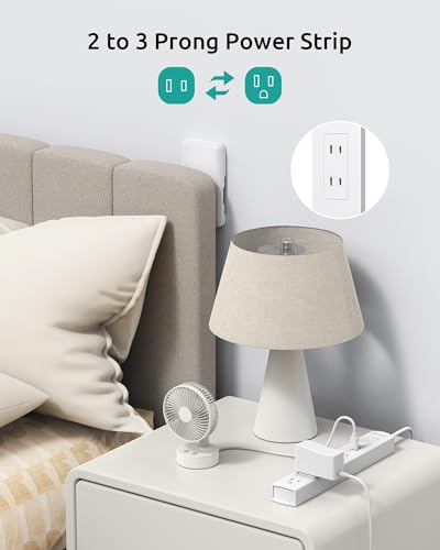 Flat Plug Surge Protector Power Strip, Outlet Cover 3ft Extension Cord - size: 5AC(3FT-2Prong)