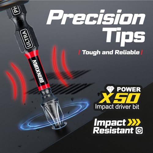 Geinxurn Impact Screwdriver Bits Set, Magnetic S2 Steel Phillips/Square/Torx/Hex 82Pieces Insert Power Bits Tips with Impact Bit Holder and Impact Nut Driver and Rachet Screwdriver Handle - size: Mixed-82Pcs-B